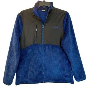 FILA Sport Women's Size L Athleisure Full Zip Fleece Blue and Black Jacket